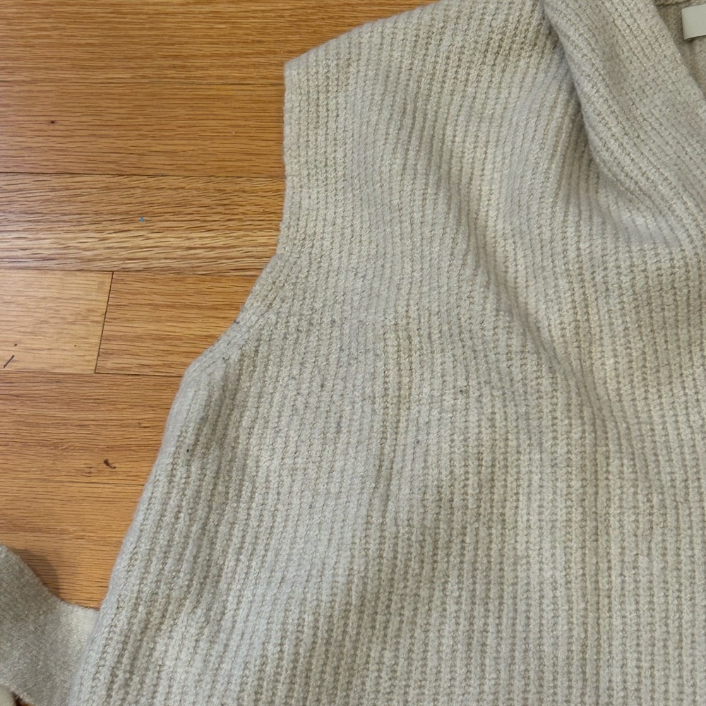 LOFT Beige Knit wool Cardigan with Belt XXL - Picture 9 of 11